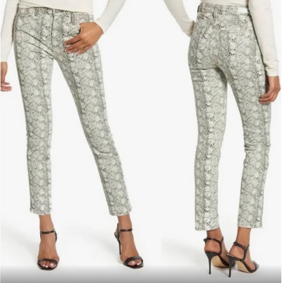AG Jeans Mari snake-print high-rise straight-leg jeans - Picture 1 of 6